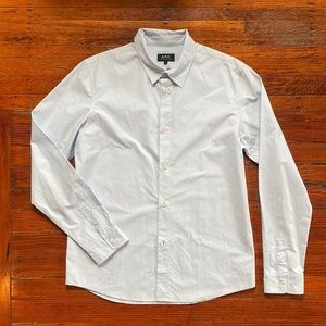 Men’s A.P.C Blue Button Down Dress Shirt Large L